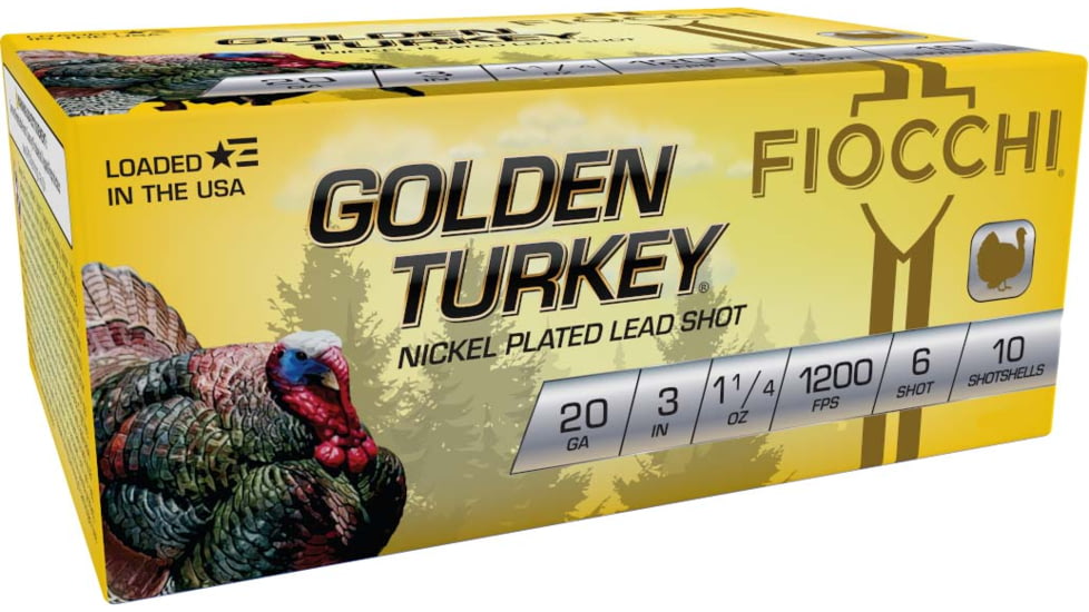Fiocchi Golden Turkey 20 Gauge 1 1/4oz 3in Shotgun Ammo, #6, 25 Rounds, 203TRKC6