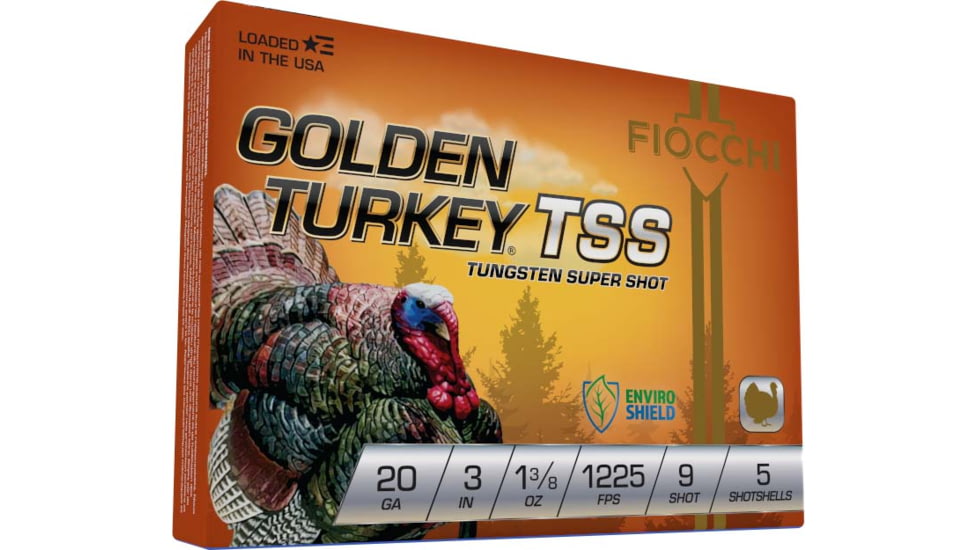 Fiocchi Golden Turkey TSS 20 Gauge 1 3/8 oz 3in Shotgun Ammo, #9, 5 Rounds, 203TSS9