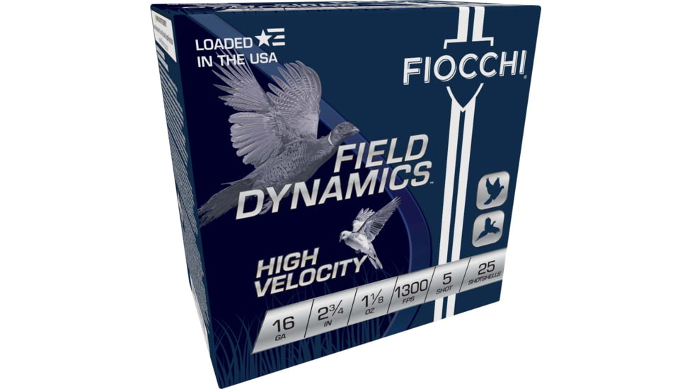 Fiocchi Hi Velocity Lead 16 Gauge 1 1/8oz 2.75in 5 Shot Shotgun Ammo, 25 Rounds, 16HV5