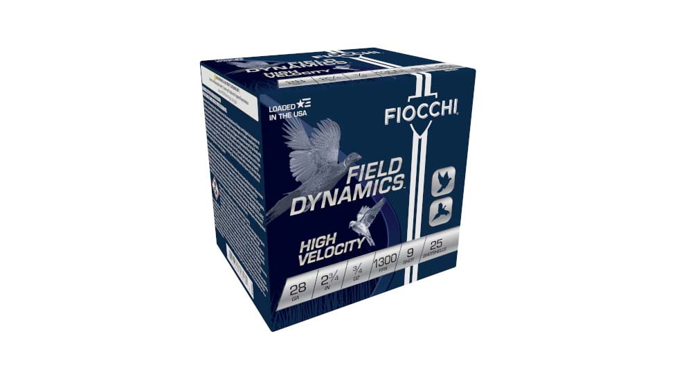 Fiocchi Hi Velocity Lead 28 Gauge 3/4 oz 2.75in 9 Shot Shotgun Ammo, 25 Rounds, 28HV9
