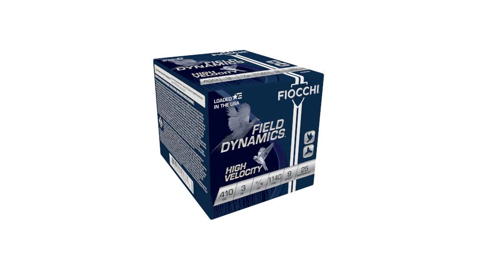 Fiocchi Hi Velocity Lead 410 Gauge 11/16oz 3in 9 Shot Shotgun Ammo, 25 Rounds, 410HV9