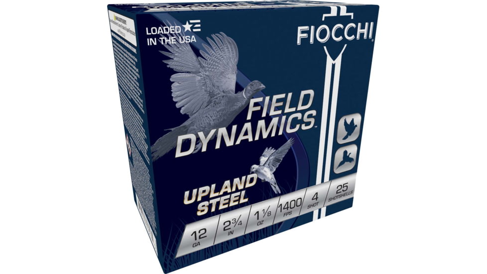 Fiocchi Hi Velocity Steel 12 Gauge 1 1/8 oz 2.75in 4 Shot Shotgun Ammo, 25 Rounds, 12HVST4