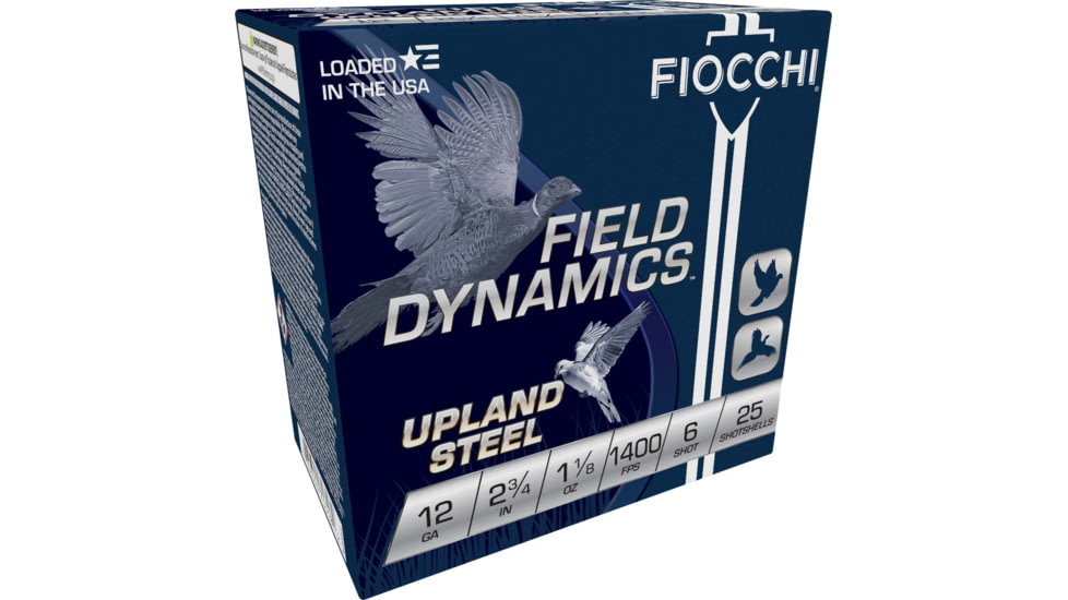 Fiocchi Hi Velocity Steel 12 Gauge 1 1/8 oz 2-3/4in Shotgun Ammo, #6, 25 Rounds, 12HVST6