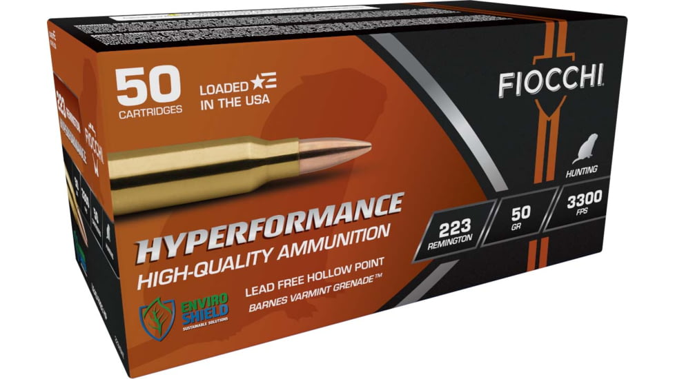 Fiocchi Hyperformance Defense .223 50 Grain HP Brass Rifle Ammo, 50 Rounds, 223VGNT