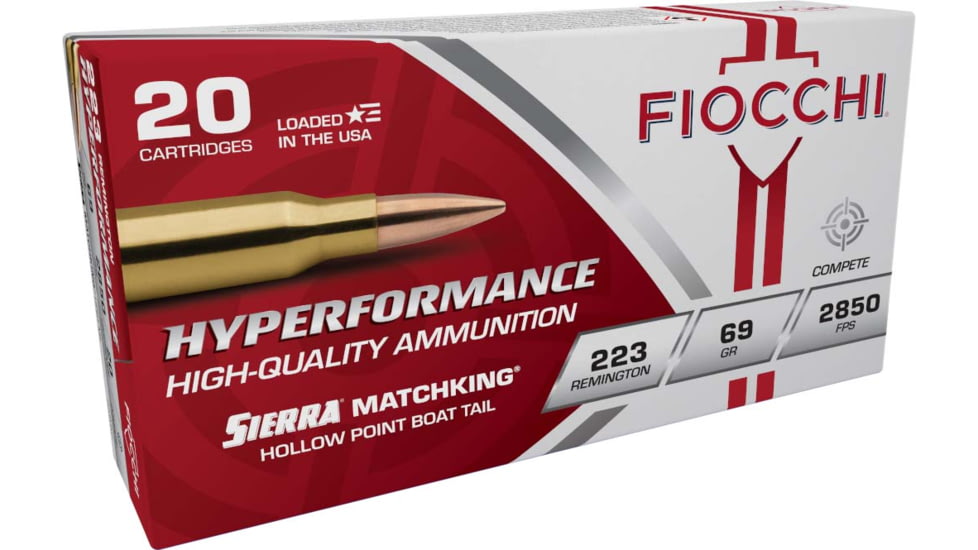 Fiocchi Hyperformance Hunt .223 Remington 69 Grain HPBT MK Brass Rifle Ammo, 20 Rounds, 223MKC