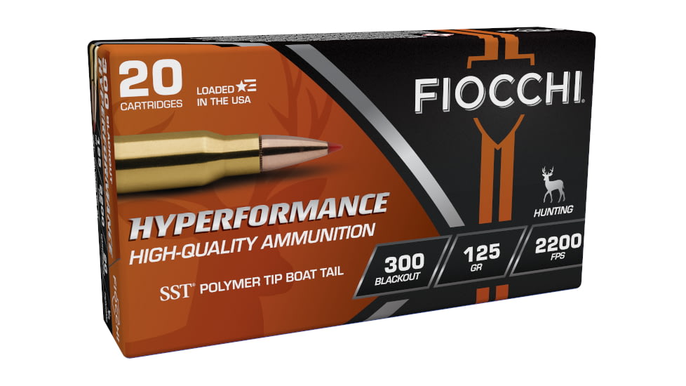 Fiocchi Hyperformance Hunt .300AAC Blackout 125 Grain SST Brass Cased Rifle Ammo, 400 Round