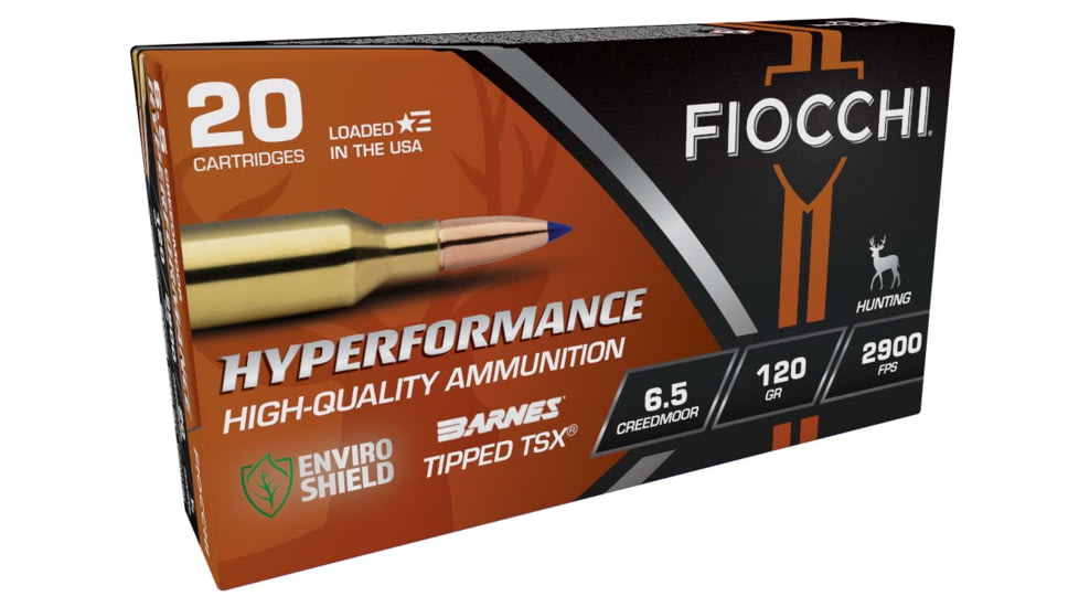 Fiocchi Hyperformance Hunt 6.5 Creedmoor, 120 Gr, Rifle Centerfire, Brass Rifle Ammo, 20 Round, 65CMTTSX