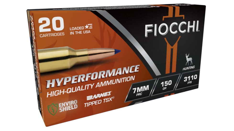 Fiocchi Hyperformance Hunt 7mm PRC, 150 Gr, Rifle Centerfire, Brass Rifle Ammo, 20 Round, 7PRCTT
