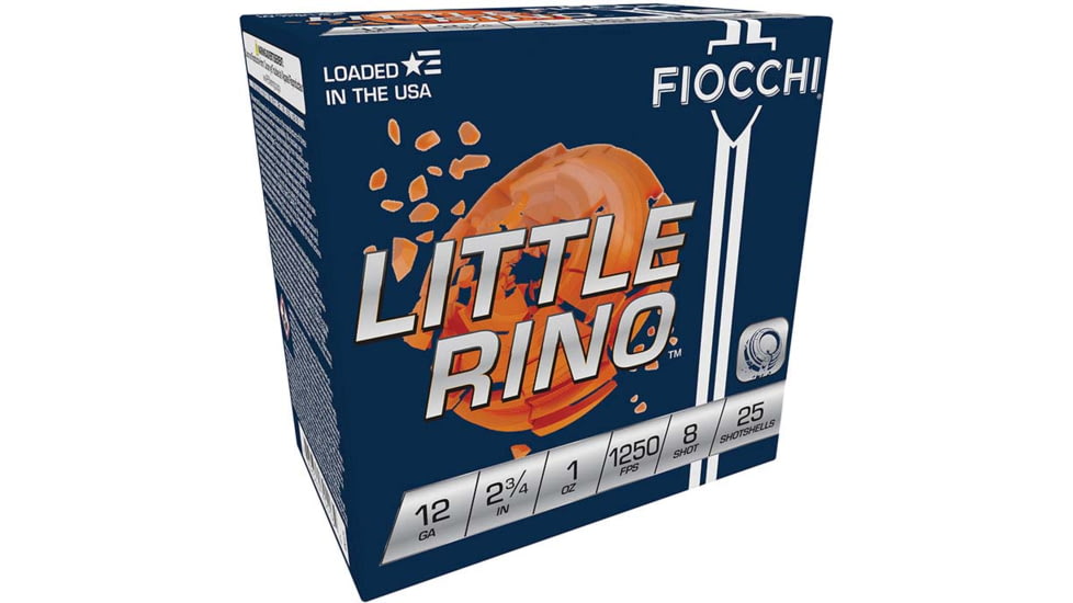 Fiocchi Little Rhino 12 Gauge 1oz 2-3/4in Shotgun Ammo, #8, 25 Rounds, 12TX8