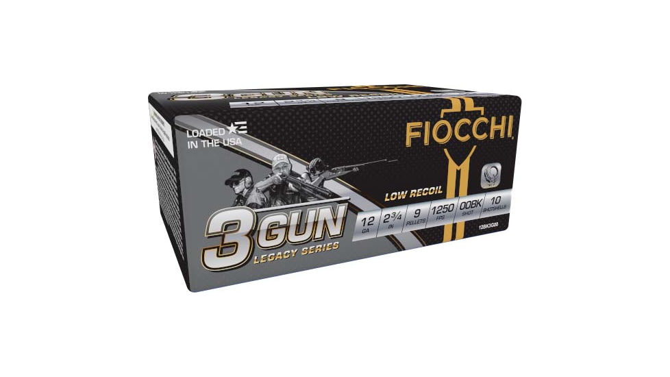 Fiocchi Low Recoil 12 Gauge 9oz 2-3/4in Shotgun Ammo, #00BK,10 Rounds, 12BK3G00