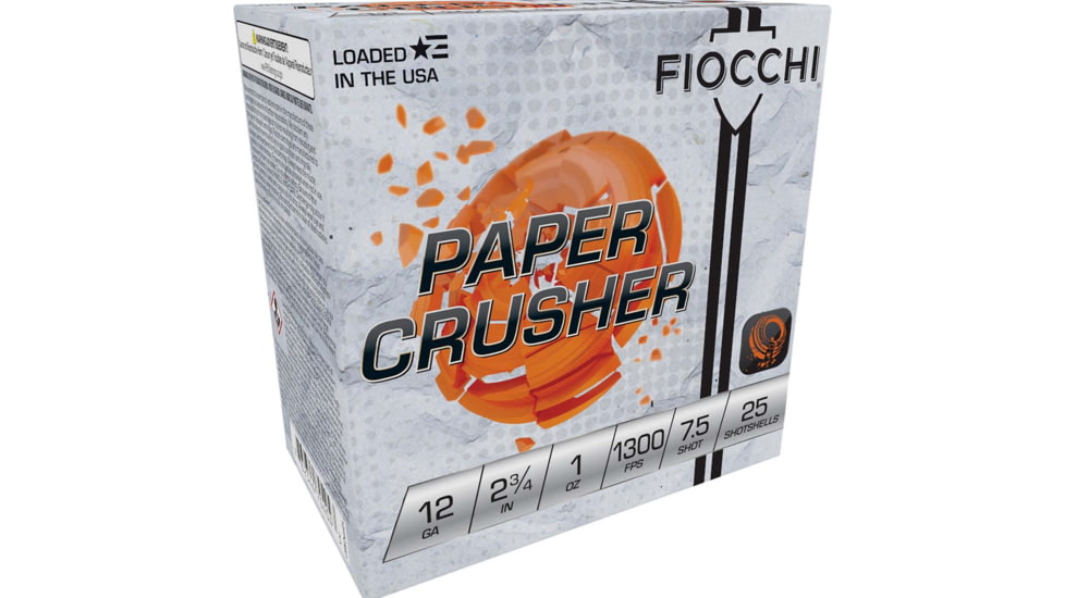 Fiocchi Paper Crusher 12 Gauge 1 oz 2 3/4in Shotgun Ammo, 25 Rounds, 12FPCRS7