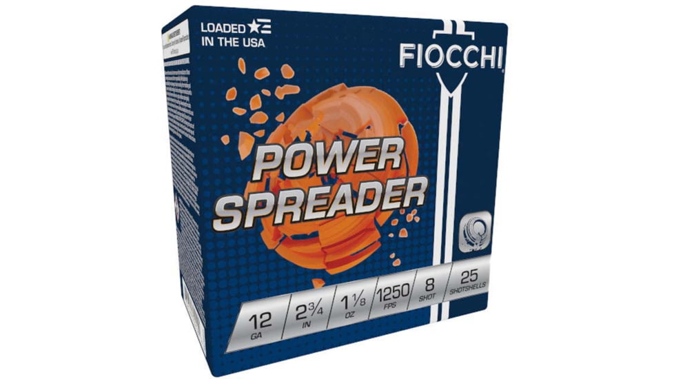 Fiocchi Power Spreader 12 Gauge 1-1/8oz 2-3/4in Shotgun Ammo, 25 Rounds, 12SSCX8
