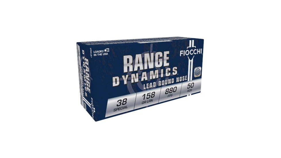 Fiocchi Range Dynamics .38 Special 158 Grain LRN Brass Pistol Ammo, 50 Rounds, 38CFOA