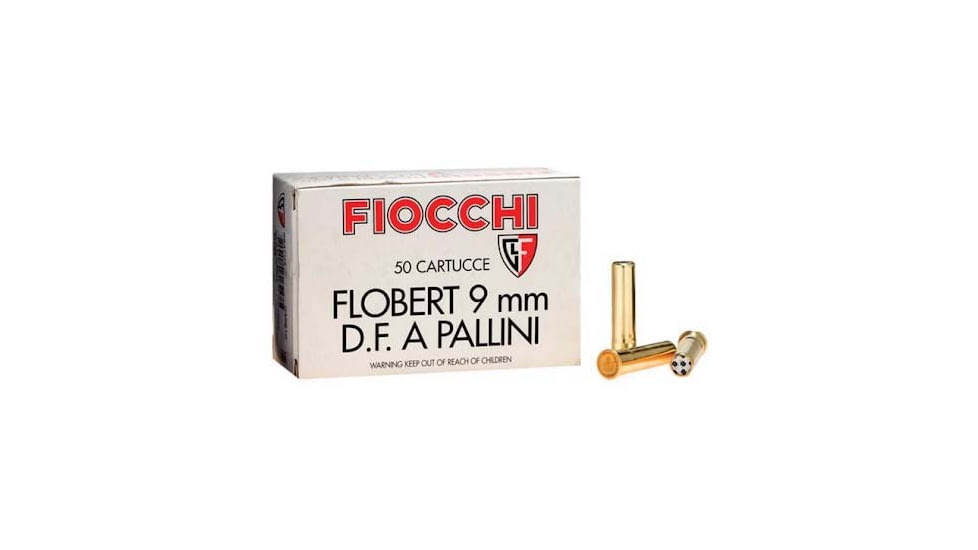Fiocchi 9mm Flobert 6 Grain Shotshells Brass Rimfire Ammo, 50 Rounds, 9FLS6