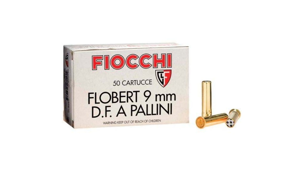 Fiocchi Rimfire 9mm Flobert 8 Grain Shotshell Brass Ammo, 50 Rounds, 9FLS8