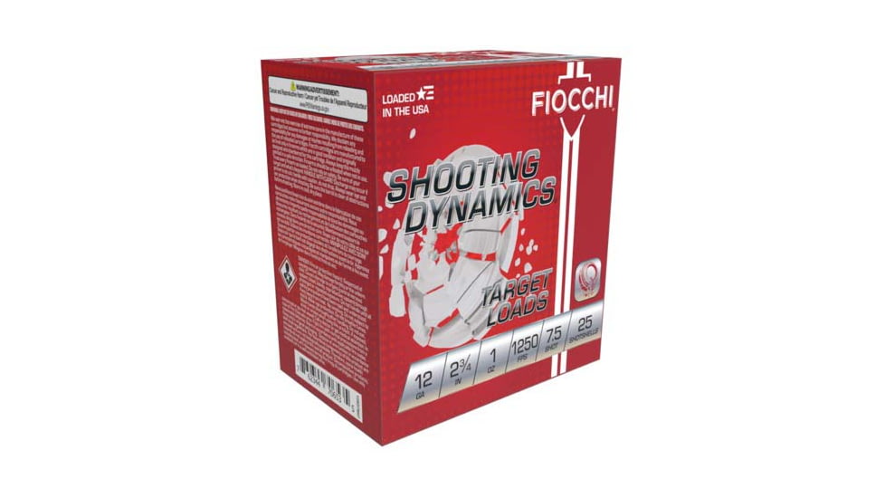 Fiocchi Shooting Dynamics 12 Gauge 1oz 2-3/4in Shotgun Ammo, 7.5, 1250, 25 Rounds, 12SD1X75