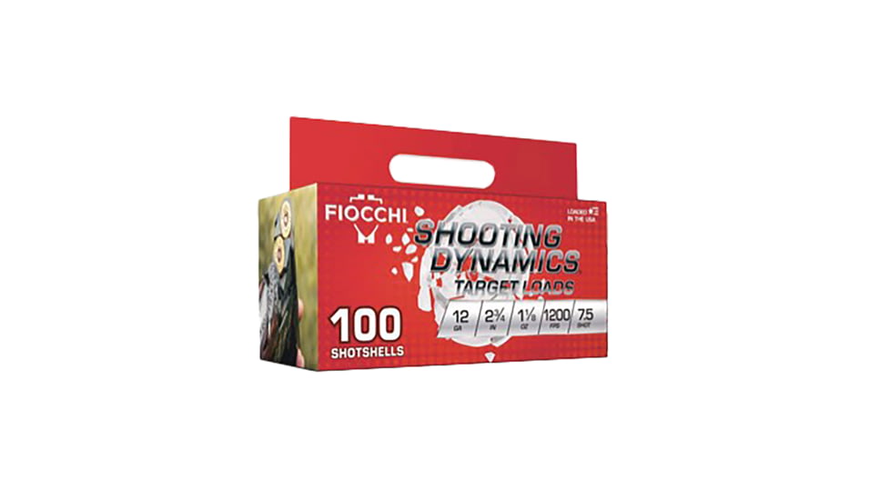 Fiocchi Shooting Dynamics 12Gauge 2.75&quot; 1 1/8oz 7.5Shot, Shotgun Ammo, 100 Per Box/2 Case, 12SDB187