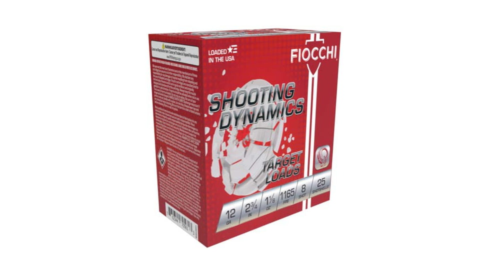 Fiocchi Shooting Dynamics 12 Gauge 1 1/8oz 2-3/4in Shotgun Ammo, 8, 1165, 25 Rounds, 12SD18L8