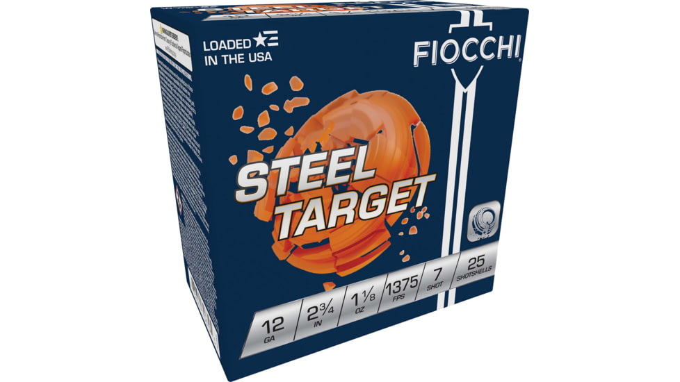 Fiocchi Steel Target 12 Gauge 1 1/8oz 2.75in Shotgun Ammo, 25 Rounds, 12S1187