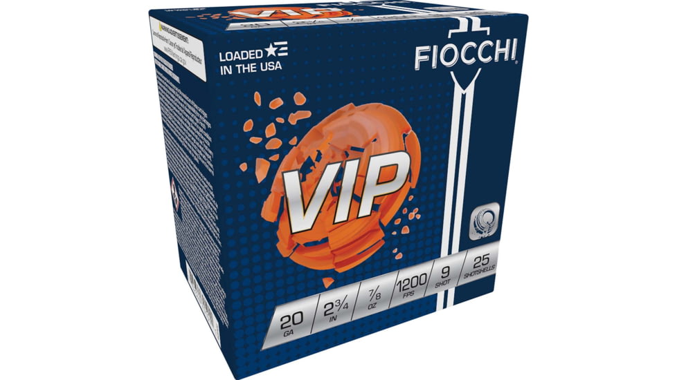 Fiocchi VIP 20 Gauge 7/8oz 2.75in 9 Shot Shotgun Ammo, 25 Rounds, 20VIP9