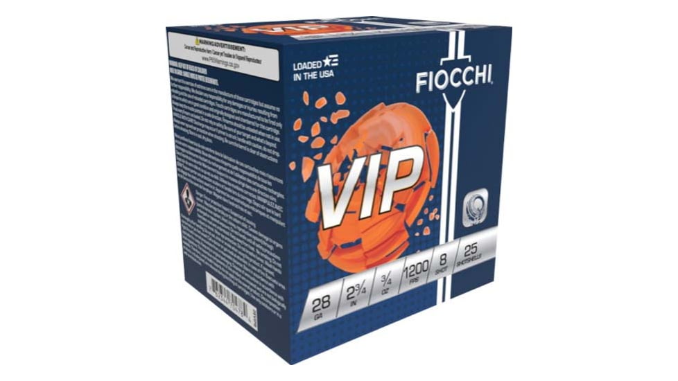 Fiocchi VIP 28 Gauge 3/4oz 2.75in 7 1/2 Shot Shotgun Ammo, 25 Rounds, 28VIP75