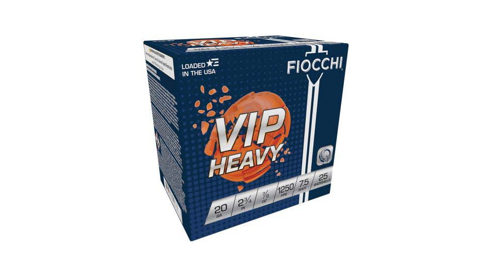 Fiocchi VIP Heavy 20 Gauge 7/8oz 2.75in 7 1/2 Shot Shotgun Ammo, 25 Rounds, 20VIPH75