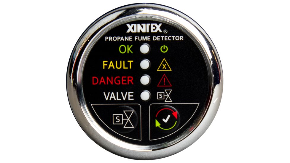 Fireboy-Xintex Propane Fume Detector w/Automatic Shut-Off &amp; Plastic Sensor - No Solenoid Valve - Chrome Bezel Display 63841