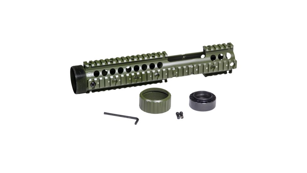 Firefield Carbine 12.25 Inch Floating Quad Rail with Cutout Olive Drab FF34006OD
