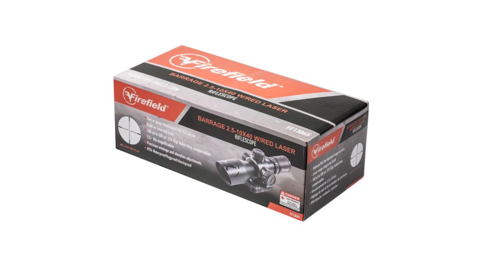 Firefield Barrage 2.5-10x40 Rifle Scope w/ Red Laser, FF13065