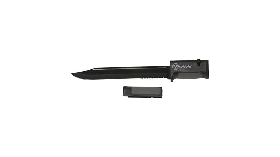 Firefield Rifle Bayonet with Barrel Mount, 6 in, Stainless Steel, Straight Edge, Black, FF77001, EDEMO1