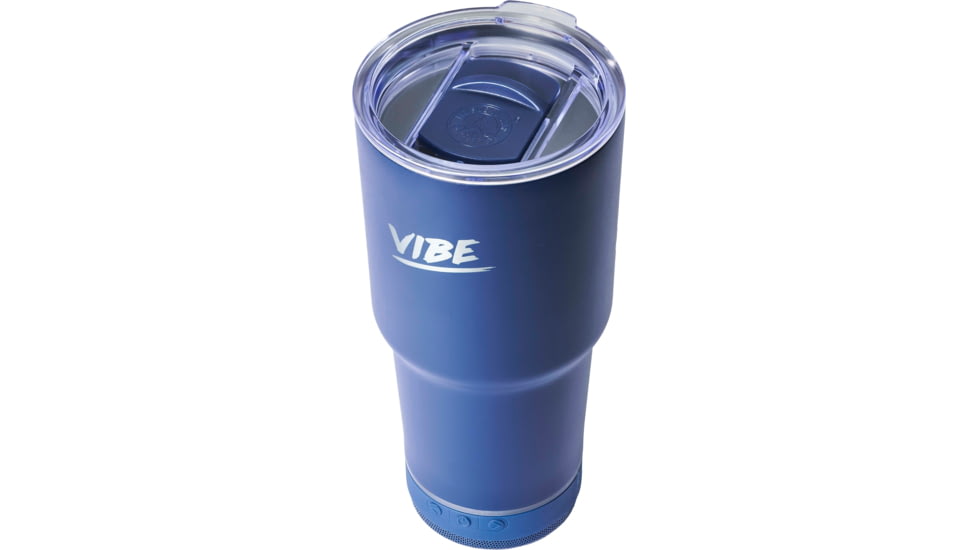 Fireside Outdoor Vibe Tumbler with/ Water-Resistant Bluetooth Speaker, Navy Blue, 28oz, VIBE-28-NBLU
