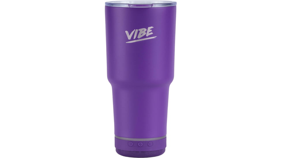 Fireside Outdoor Vibe Tumbler with/ Water-Resistant Bluetooth Speaker, Purple, 28oz, VIBE-28-PUR