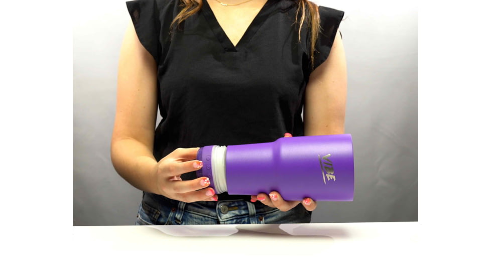 Fireside Outdoor Vibe Tumbler with/ Water-Resistant Bluetooth Speaker, Purple, 28oz, VIBE-28-PUR
