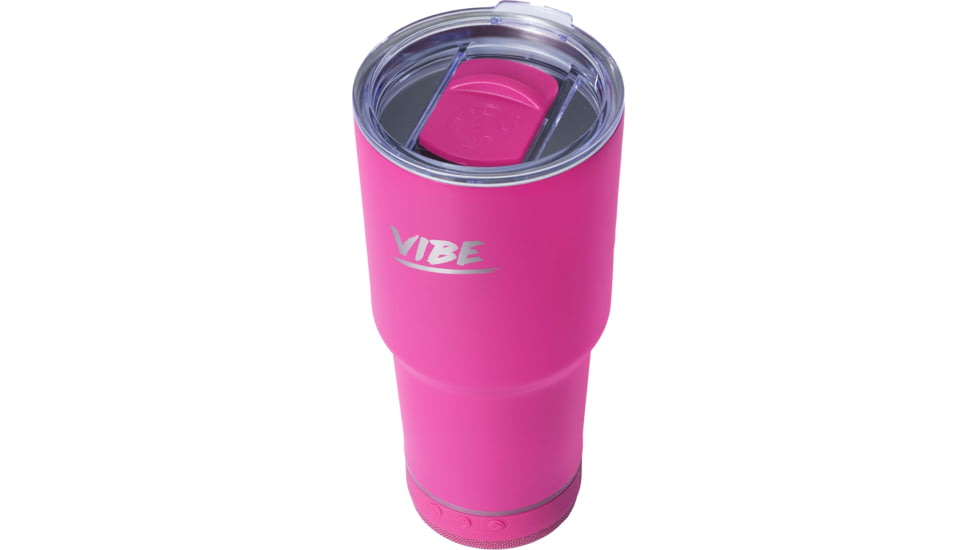 Fireside Outdoor Vibe Tumbler with/ Water-Resistant Bluetooth Speaker, Rosa, 28oz, VIBE-28-ROSA