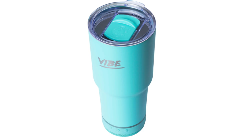 Fireside Outdoor Vibe Tumbler with/ Water-Resistant Bluetooth Speaker, Teal, 28oz, VIBE-28-TEAL