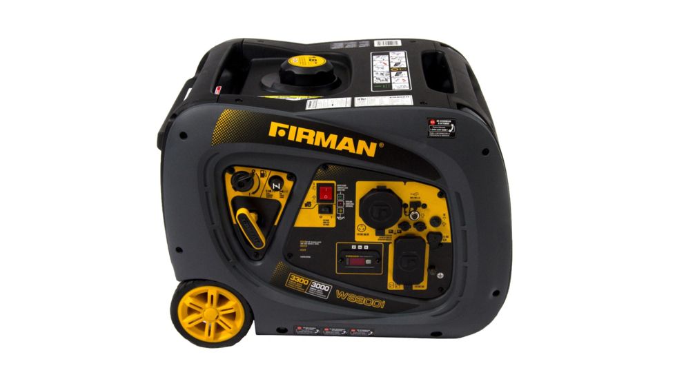 Firman Power and Equipment 3300/3000 Watt Gas Recoil Start RV Ready Inverter Generator with USB, cETL, CARB, Yellow FGW03081