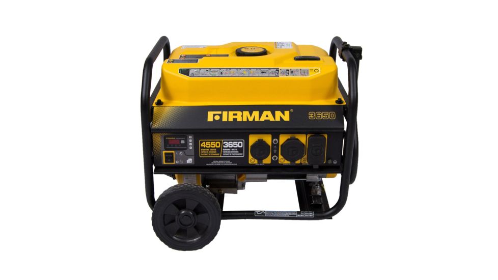 Firman Power and Equipment 4550/3650 Watt, Gas Powered Performance Portable Generator w/Wheel Kit and Extended Run Time, Black P03602