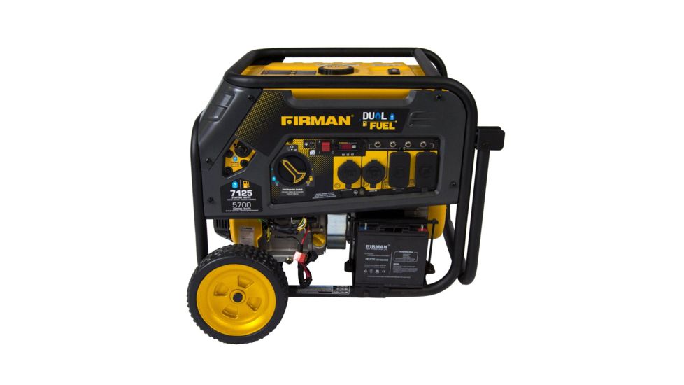 Firman Power and Equipment 7100/5700 Watt, Dual Fuel Hybrid Series Generator w/Electric Start, Extended Run Time, Black H05751
