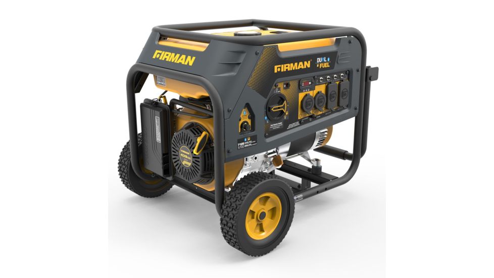 Firman Power and Equipment 7100/5700 Watt Dual Fuel Recoil Start Generator, CARB, Yellow FGH05752