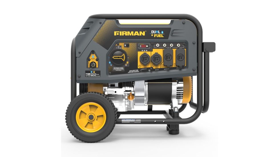 Firman Power and Equipment 7100/5700 Watt Dual Fuel Recoil Start Generator, CARB, Yellow FGH05752