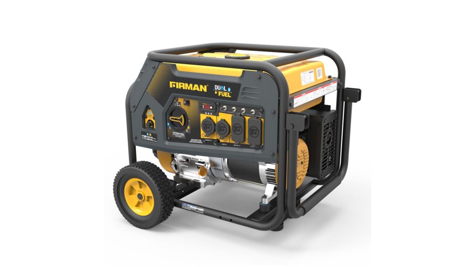 Firman Power and Equipment 7100/5700 Watt Dual Fuel Recoil Start Generator, CARB, Yellow FGH05752