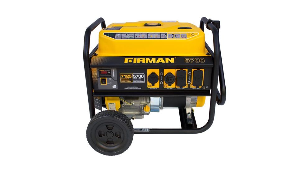 Firman Power and Equipment 7100/5700 Watt, Gas Powered Performance Portable Generator w/Extended Run Time, Black P05701