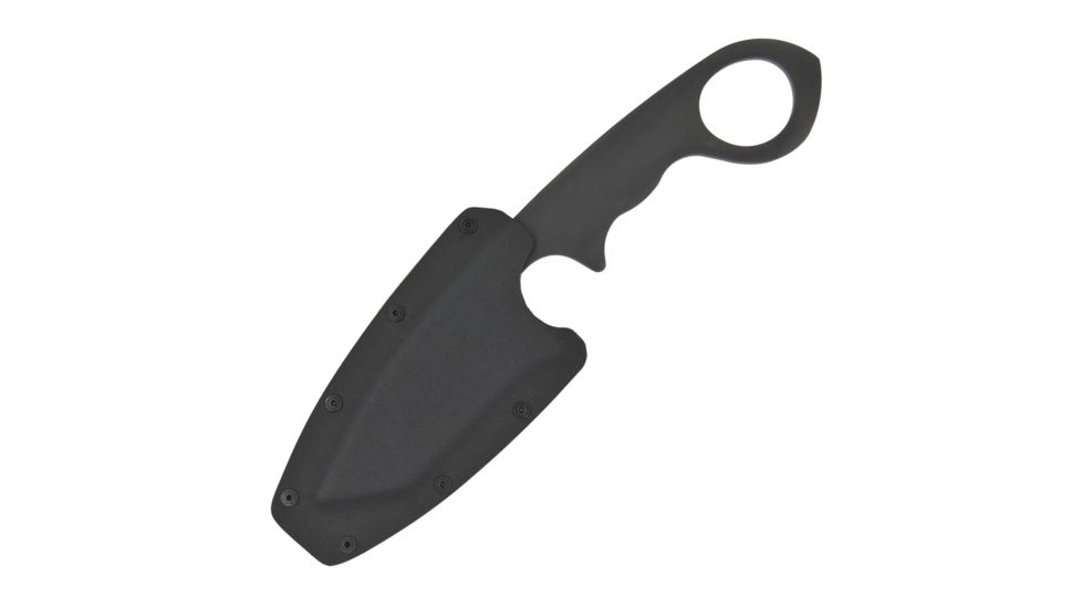 First Edge HR-1 Kit Tanto Serrated Edge Fixed Blade Knife, Blue Trainer, Sheath, Black, 4881