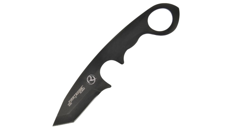 First Edge HR-1 Ryan Fixed Blade Knife Hoover Tanto Serrated, Elmax Black Oxide Blade, Black, Tanto Full Size 4055