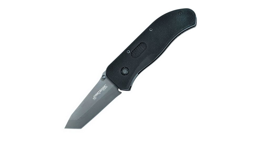 First Edge Hrk Tanto Fixed Blade Knife Fine Edge, Elmax Bead Blast Blade, Coarse Black, 11050-BBB