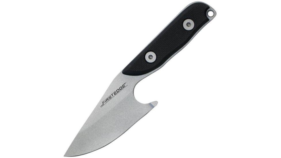 First Edge Stingray Fixed Blade Knife Fine Edge, Elmax Bead Blast Blade, Coarse Black, 11140-BBB