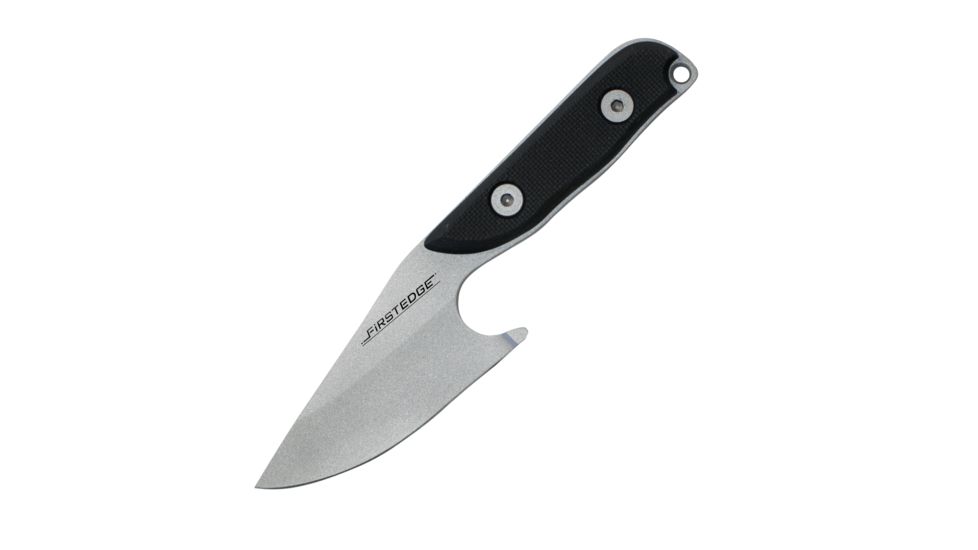 First Edge Stingray Fixed Blade Knife Fine Edge, Elmax Bead Blast Blade, Coarse Black, 11140-BBB