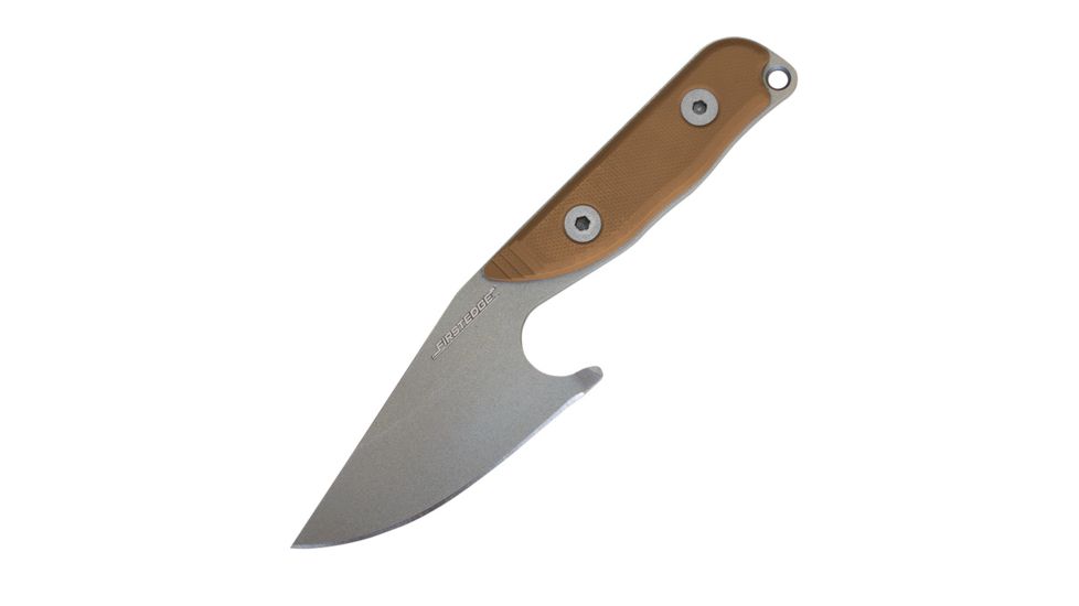First Edge Stingray Fixed Blade Knife Fine Edge, Elmax Bead Blast Blade, Coarse Tan, 11140-BBT