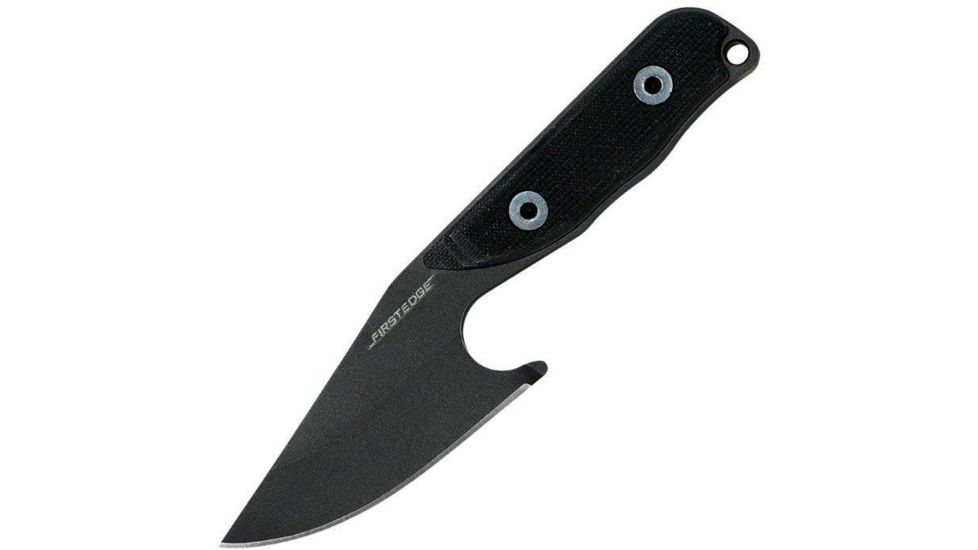 First Edge Stingray Fixed Blade Knife Fine Edge, Elmax Black Oxide Blade, Coarse Black, 11140-BLB