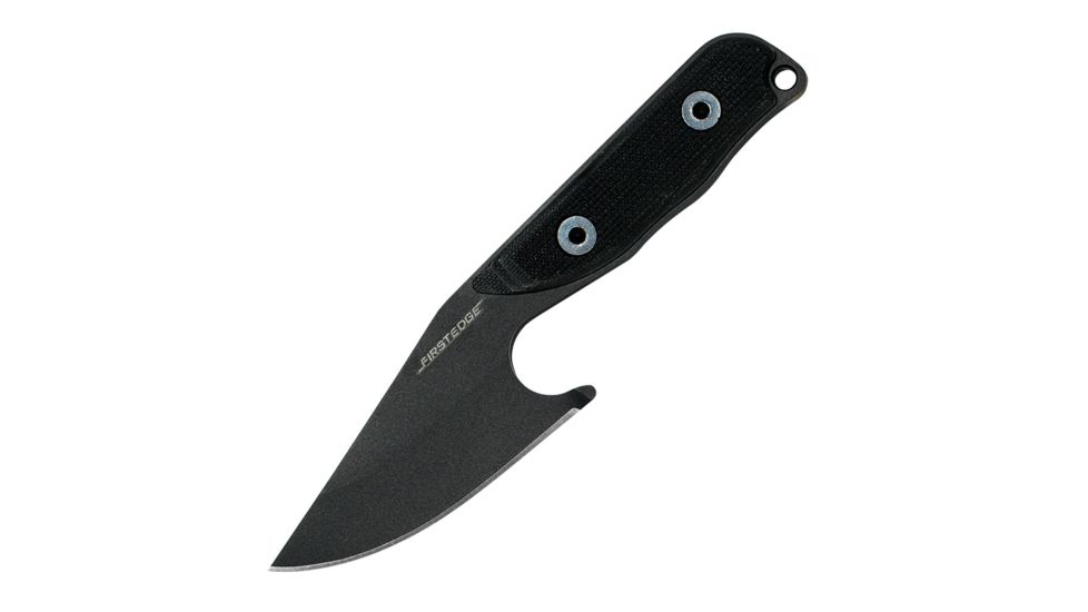 First Edge Stingray Fixed Blade Knife Fine Edge, Elmax Black Oxide Blade, Coarse Black, 11140-BLB
